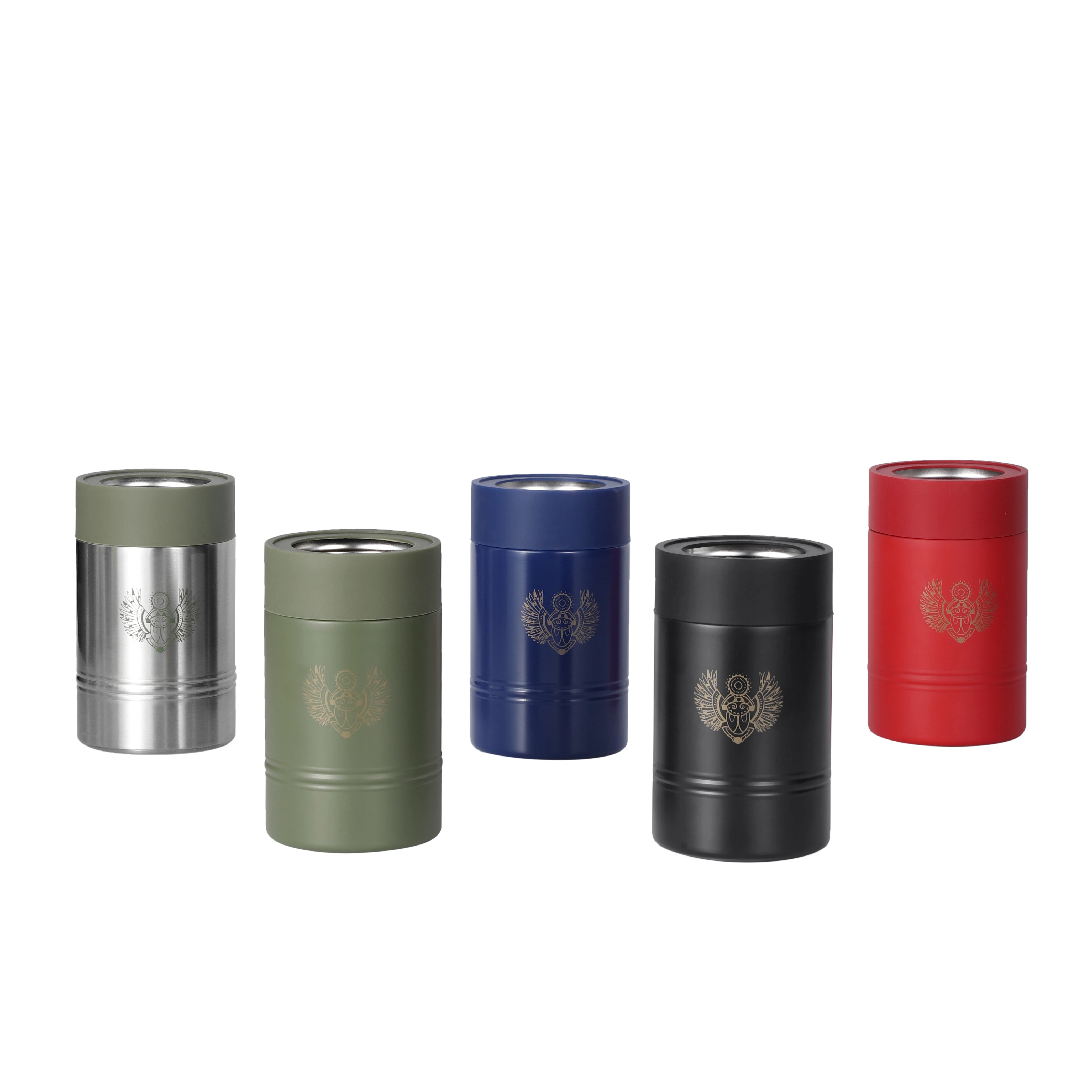 Custom Logo Metal Can Stainless Steel Double Wall Vacuum Magic Sucker Non Tipping Can Cooler Never Spill Non Falling Mug