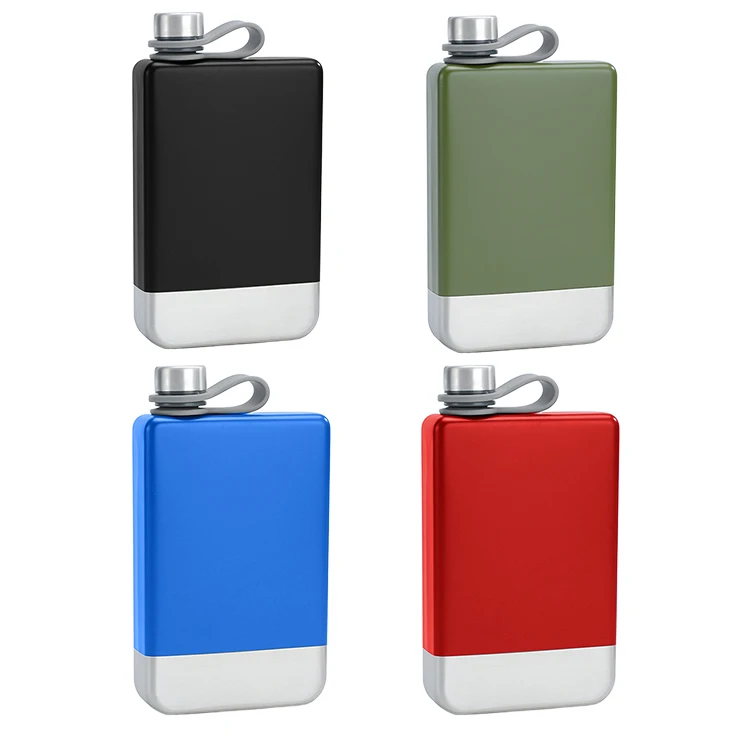 9oz Outdoor Spray Painting 304 Stainless Steel Square Water Flask Portable Outdoor Liqueur Sports Hip Flask For Whiskey