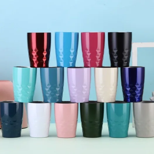304 Stainless Steel Beveled Tumbler Vacuum Double-layer Simple Diamond Car Portable Coffee Cup Wholesale Cross-border Special