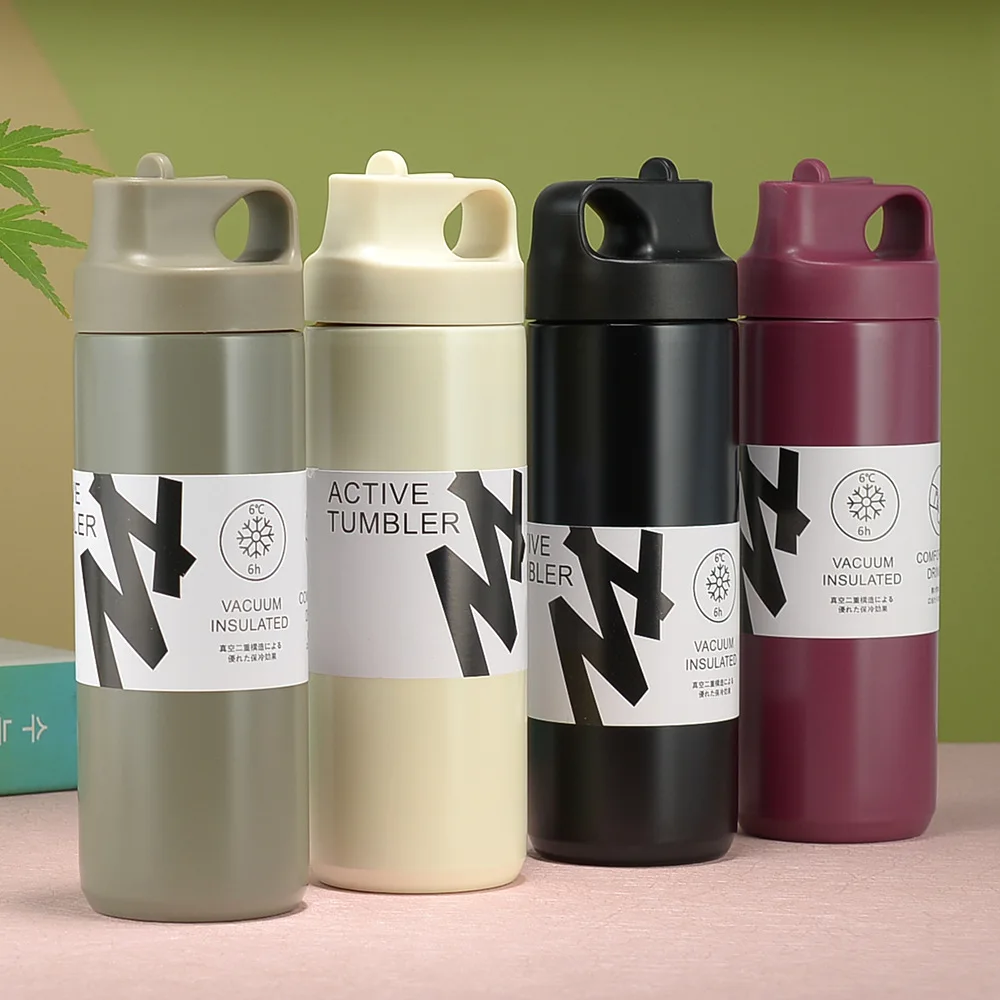 Household Simple Vacuum Thermos Cup High Appearance Level Stainless Steel Water Cup With Straw Portable Coffee Cup