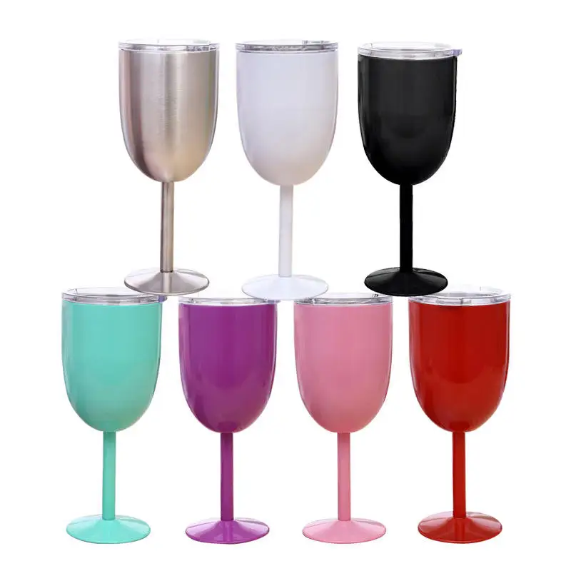 Hot Selling 300ml Double Wall 304 Stainless Steel Wine Insulated Glass Goblet Wine Cup Customized Champagne Glass