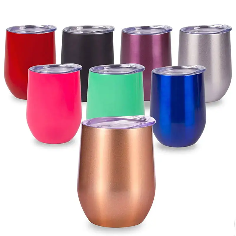 High Quality 12oz Double Wall Stainless Steel Egg Shape Hike Tarvel Beverage Edge Traveling Multicolour Bullet Mugs