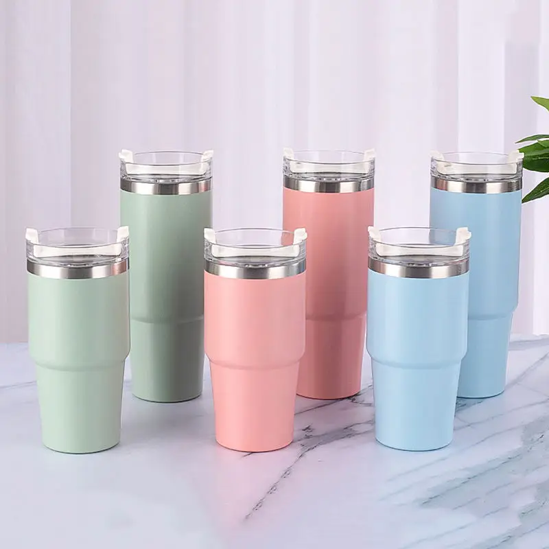 Reusable Cup Flip Leakproof Stainless Steel Tumbler Vacuum Insulated Water Bottle For Home Office Or Car