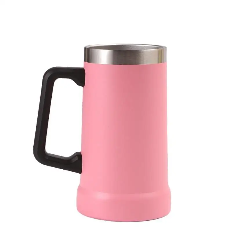 24 Oz Metal Insulated Beer Stein Drink Mug Tumbler With Handle And Lid Keeps Drinks Ice Cold