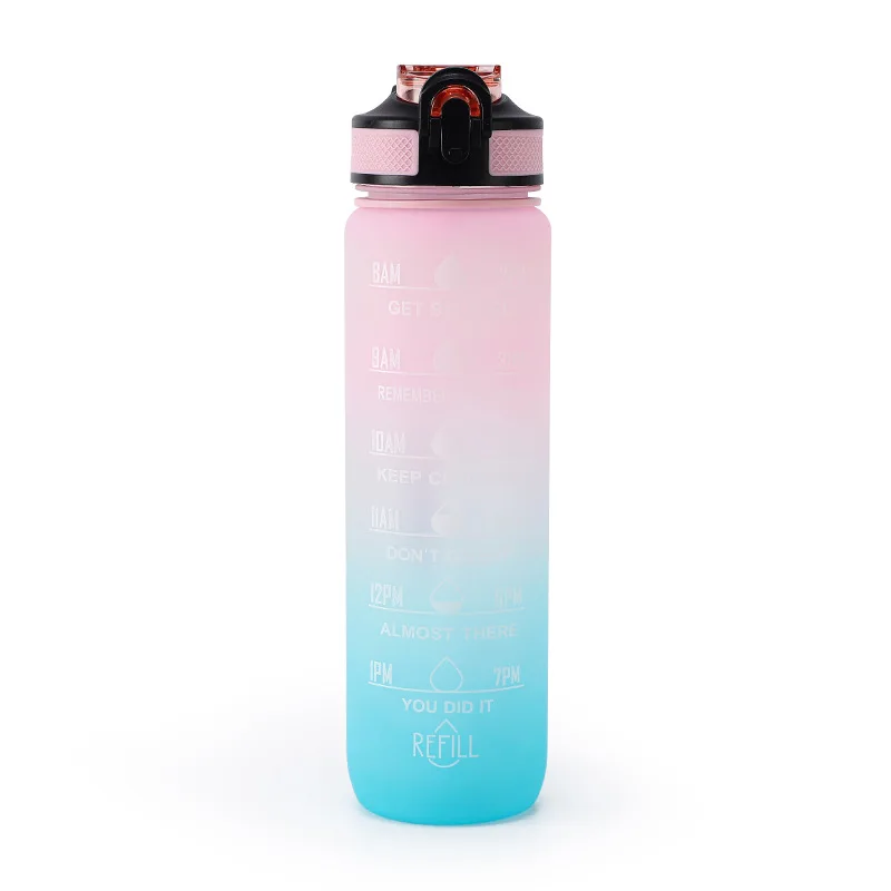 Wholesale Leak Proof Free Plastic Fitness Sports Motivational Water Bottle With Times To Drink And Straw