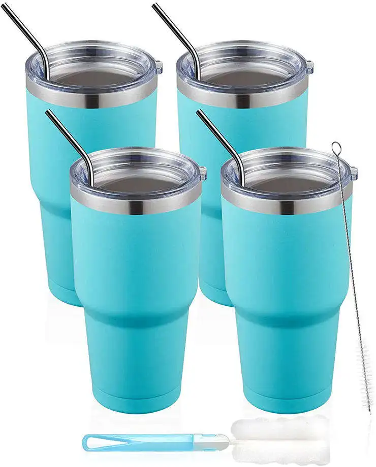 Customized Logo Sports Vacuum Flask Insulated Double Wall 32oz 40oz Wide Mouth Stainless Steel Water Bottles Straw Lid