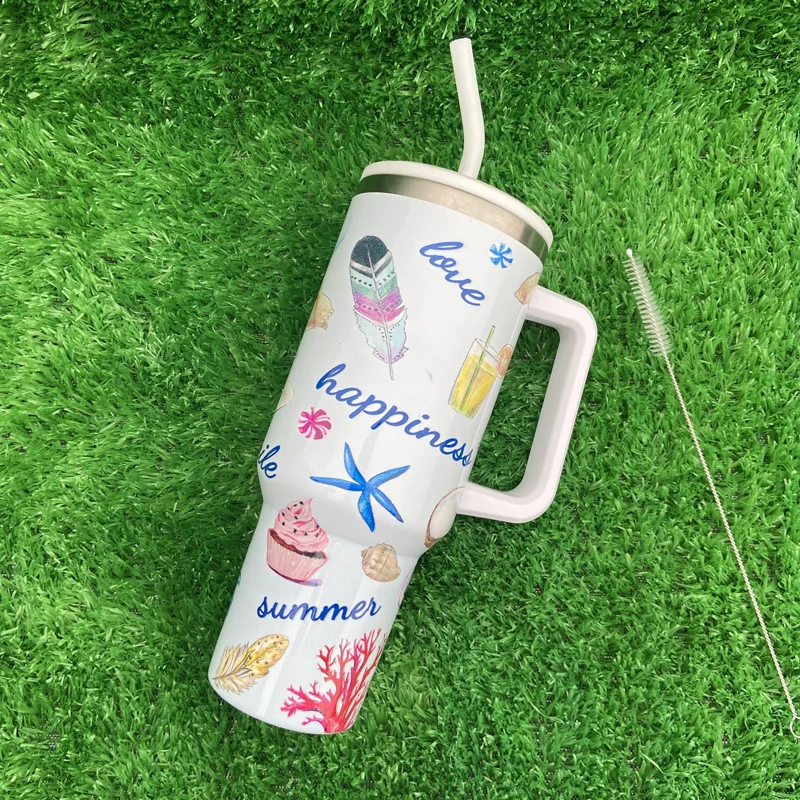 New Design Tumblers Feather Series 304 Stainless Steel Sublimation Tumbler Cups With Lid