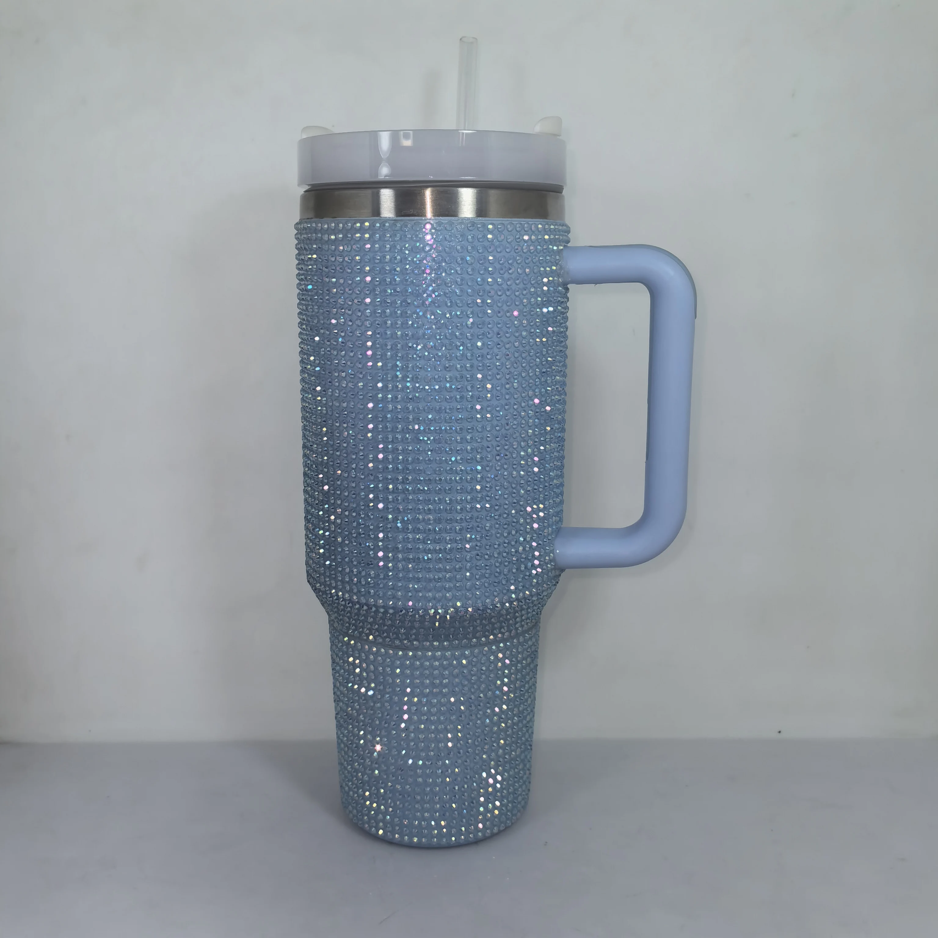 Double Wall Insulated Bottle Stainless Steel Vacuum Middle Mouth Glitter Rhinestones Shining Water Bottle1