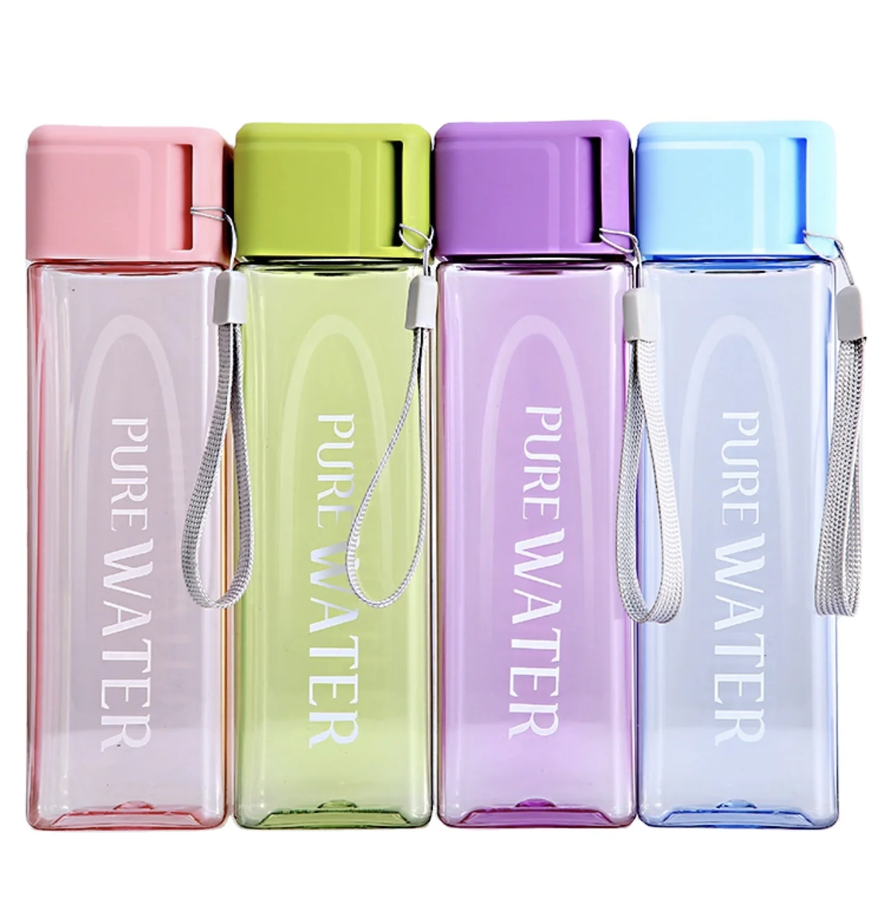 Good Quality Water Bottle Plastic Clear Custom Logo Square Leak-proof Outdoor Sports Classic Water Bottle