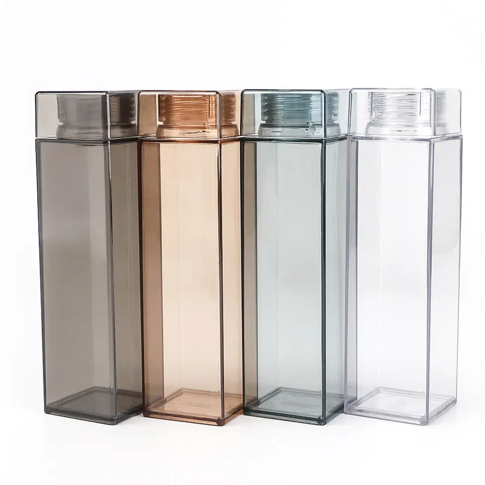 Selection Lid Custom Logo Fashionable Square Drinking Water Bottle Plastic 500ml Classic China Wholesale Water Transfer Printing