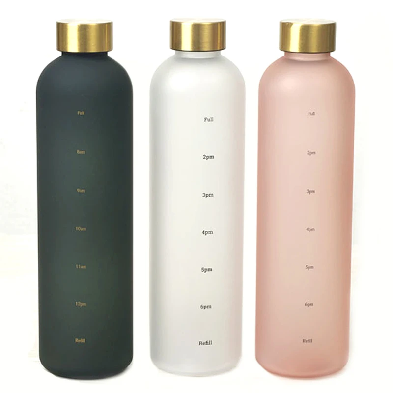Rts Time Marker Water Bottle Leak Proof Tritan Motivational Bicycle Product Tritan Sport Mugs Bpa Free Frosted Plastic China
