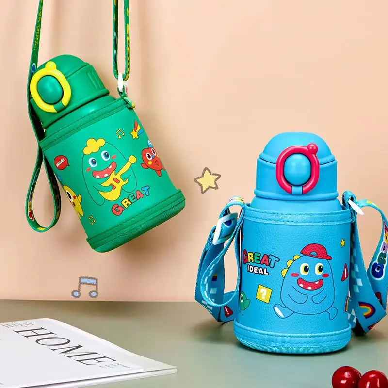 Straight Kids Water Bottles Flip Top Sublimation Stainless Steel With Rubber Bottom Kids Bpa Free 12oz Kids Gifts Classic Party