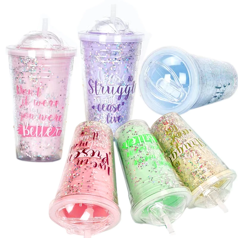 Glitter Tumbler Skinny Bottle Selection Ineedu Funny Design Lids Double Wall Colorful Acrylic Plastic China With Colorful Star