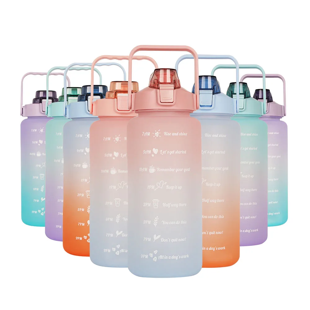 Motivational Water Bottle With Straw Time Marker China Bpa Free For Sports Fitness Selection Half Gallon 64oz Pe Plastic Classic