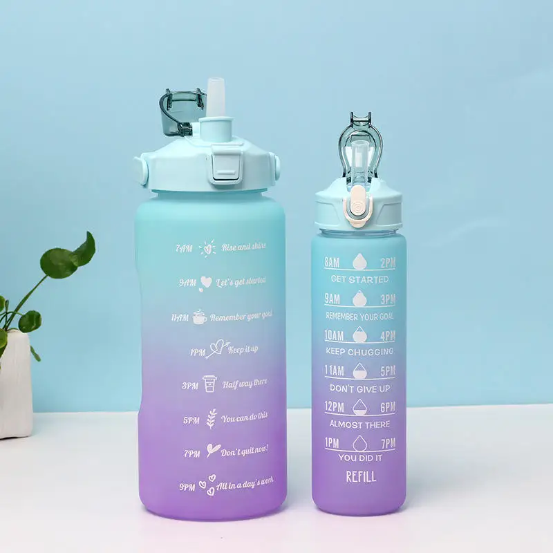 China Selection Bpa Free Half Gallon Fitness Gym Sports Clear Plastic Motivational Water Bottle With Time Marker And Straw
