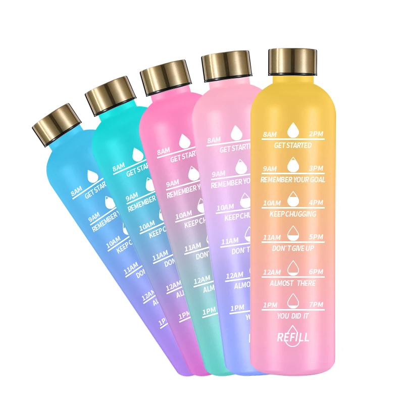 China Fruit Water Bottle Plastic Water Bottle With Straw Drinking Motivational 520ml Wheat Straw With Rope Squeeze Sport 1000ml