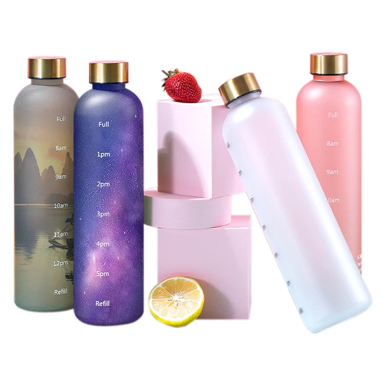 China Selection Ineedu In Stock 1l Leakproof Tritan Bpa Free Sports Motivational Plastic Water Bottle With Time Marker