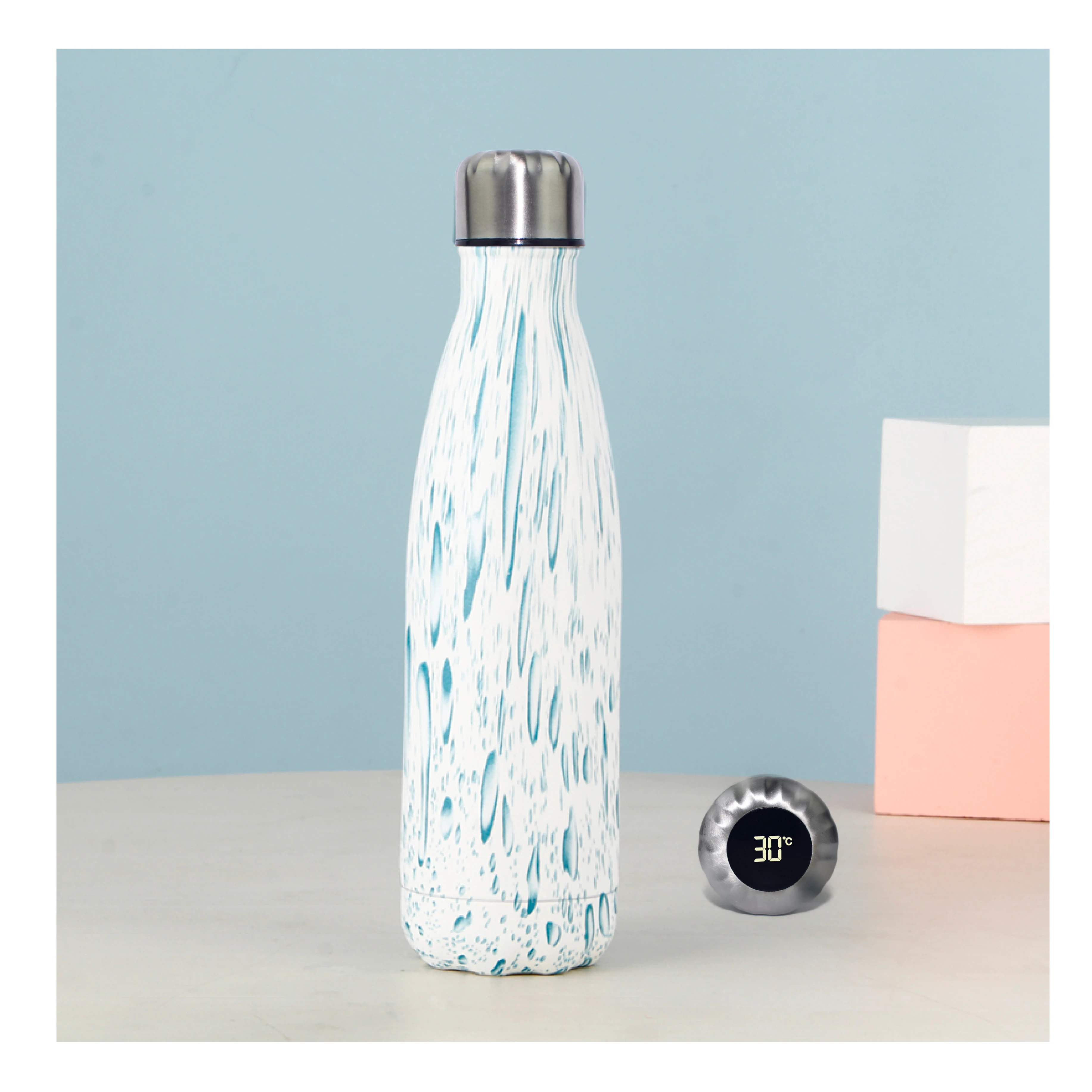 China Selection Ineedu Smart Water Bottle Led Temperature Display Double Walls Stainless Steel Vaccum Insulated Tumbler Free Sample Customized