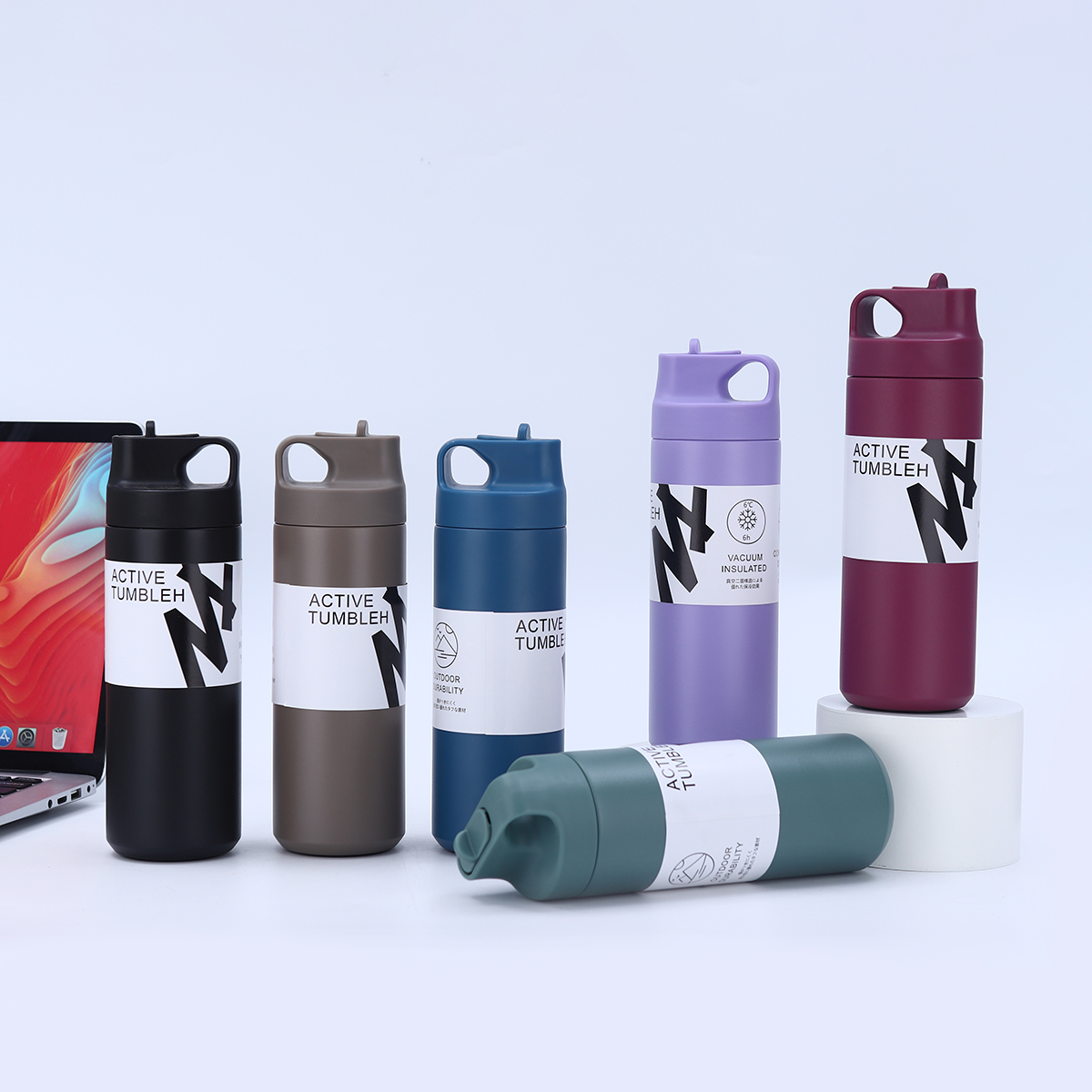 510ml Portable Sip Tumbler, Powder-Coated Stainless Steel