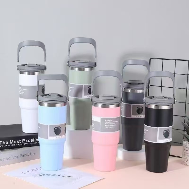 900ml 30oz Stainless Steel Auto Car Tumbler with Handle Lid